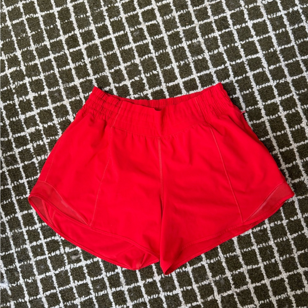 Women's Red Athletic Shorts with Elastic Waistband Lululemon